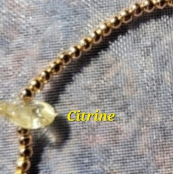 Hand Crafted Jewelry - November Citrine Bracelet Semi-precious Gemstone/18K Gold-plated Brass Beads
